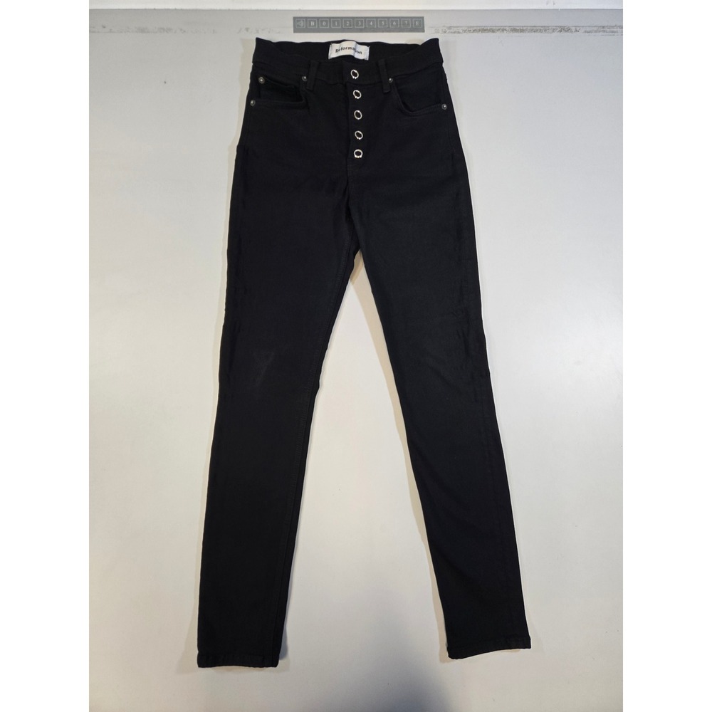 Reformation High & Skinny Snap Front Jeans Black High‎ Rise Size 26 LY574
